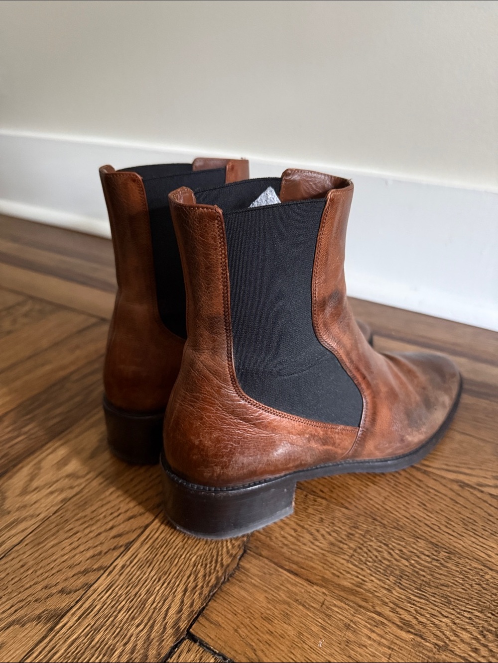 Vince Distressed Brown Leather Chelsea Boots - Picture 3 of 6